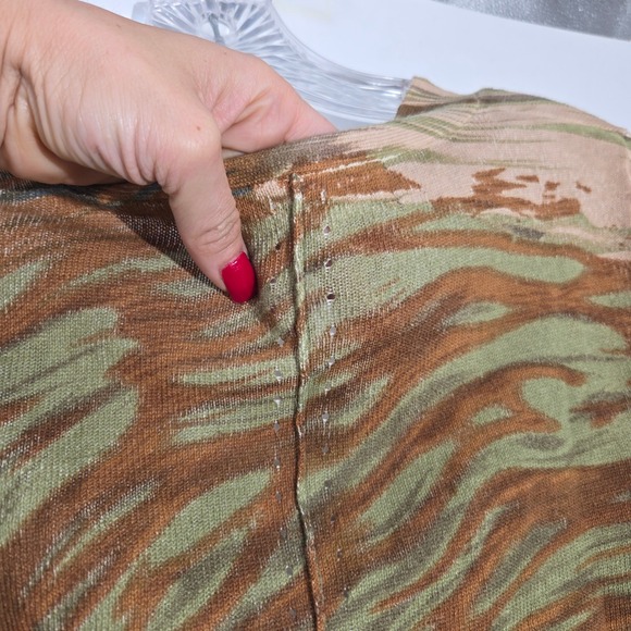 Charlie & Robin Abstract Print Cardigan Sweater Green Button Front Women's S - Picture 8 of 8